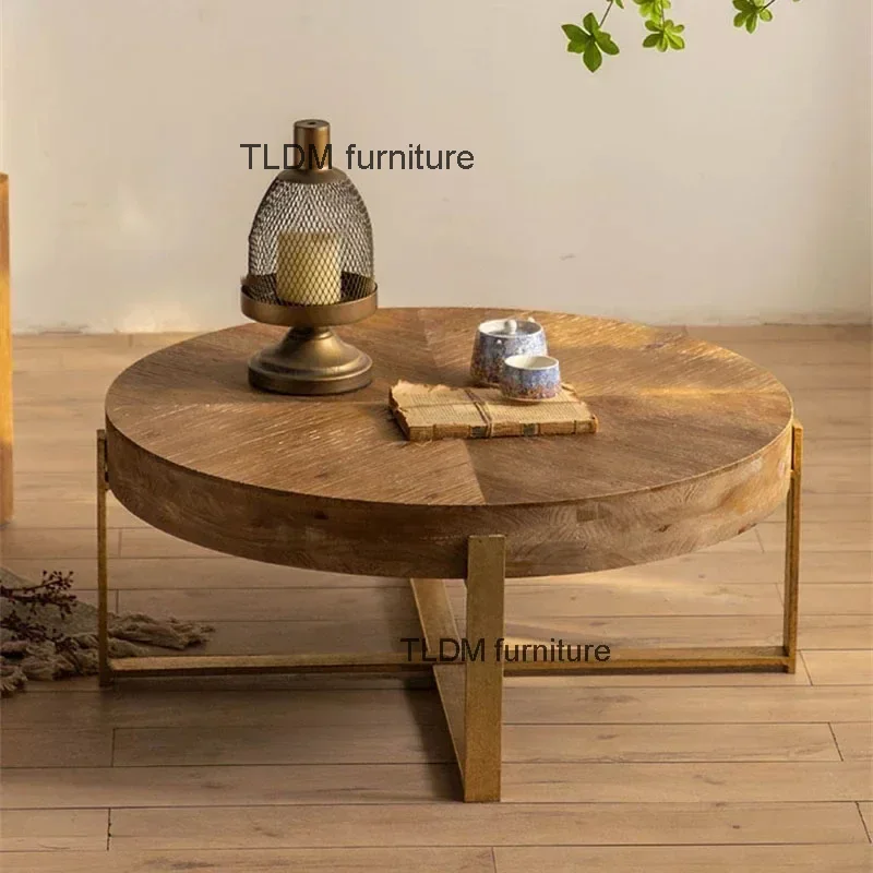 Nordic Solid Wood Coffee Tables Café Furniture Round Table Simple Retro Creative Multi-functional Household Balcony Tea Table