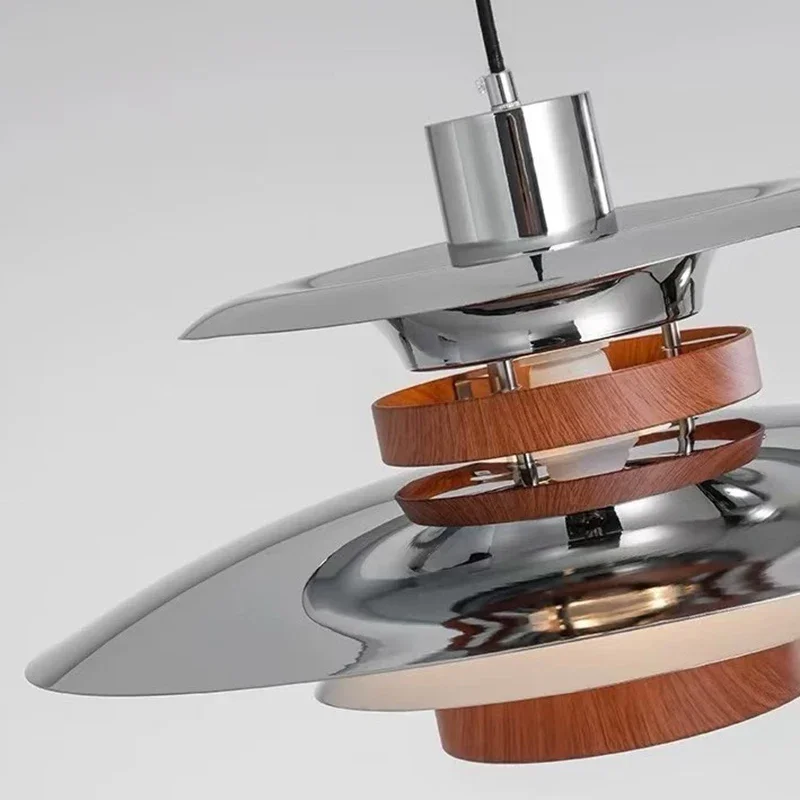 Estilo medieval disco voador e27 lustre restaurante prata quarto sala de estar mesa jantar lâmpadas penduradas iluminação interior