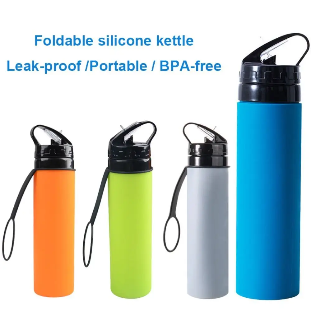 600ml Silicone Foldable Water Bottle Environment Protection Leakproof Outdoor Sports Water Bottle Shatterproof Portable