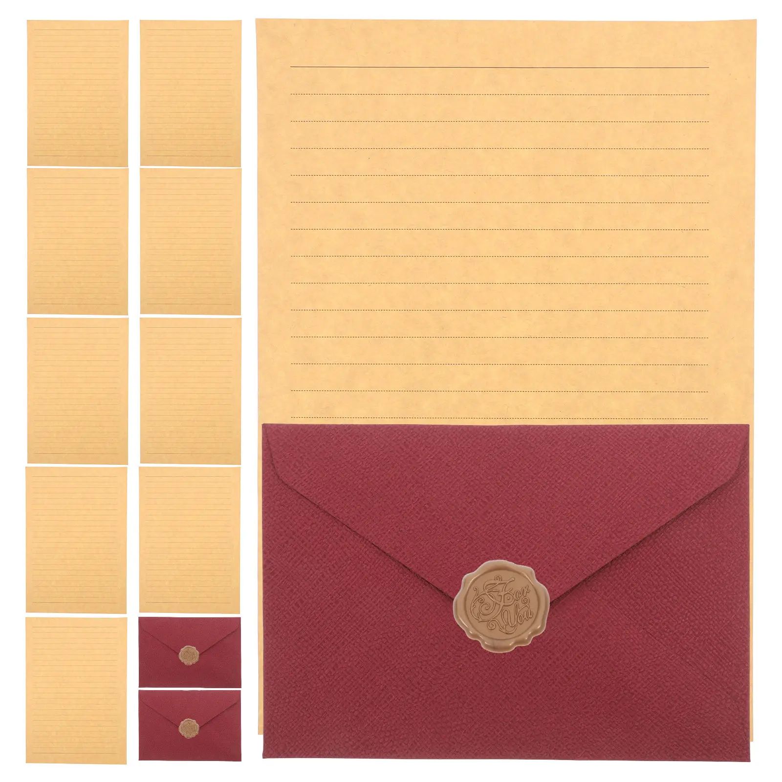 2Sets Premium Plain Paper Envelope and Stationery Set Featuring Self Seal Triangular Flap Ideal for Wedding Invitations Greeting