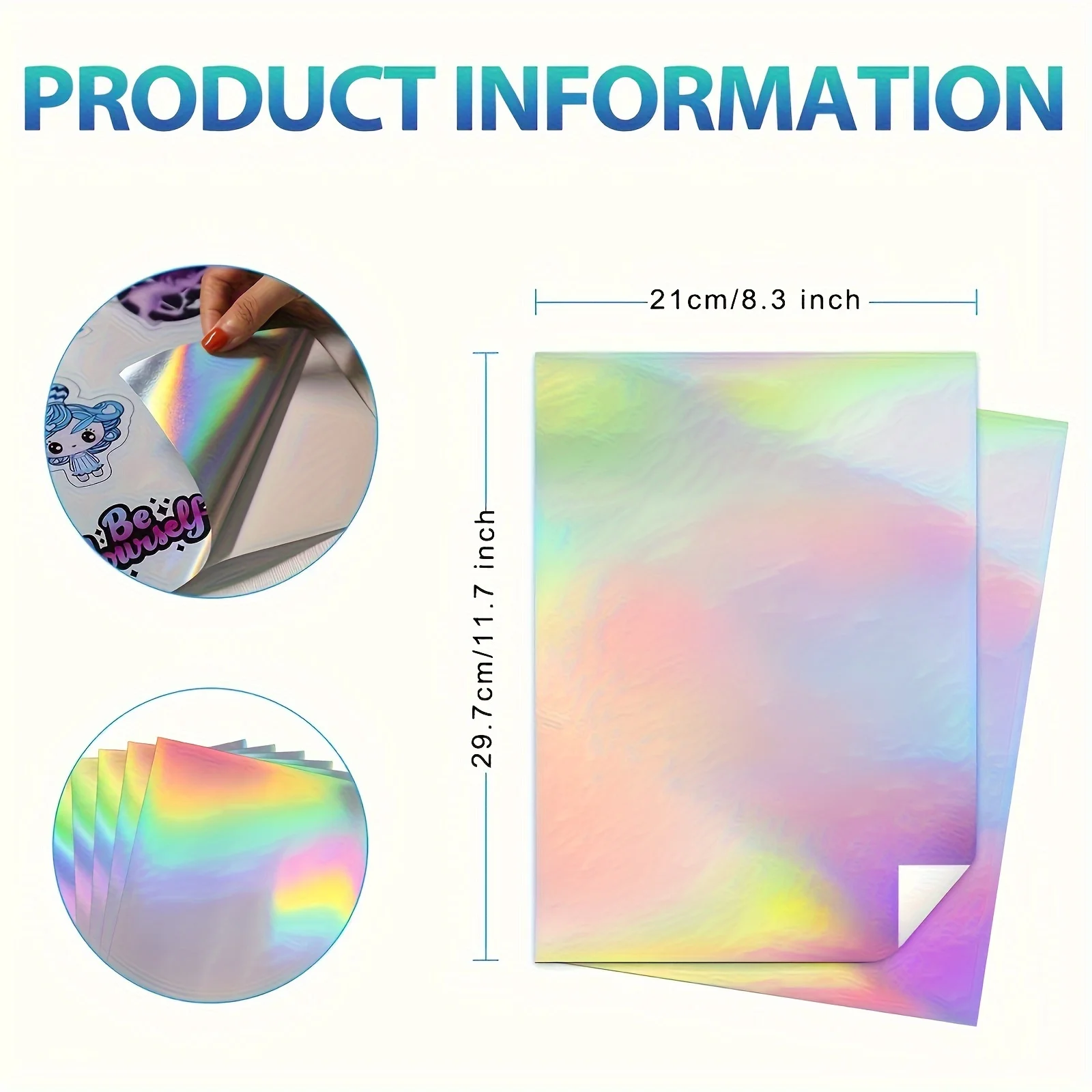 ESHANG 10 Sheets A4 Rainbow Sublimation Holographic Sticker Paper 8.3x11.7 inch Sublimation Waterproof Vinyl Sticker Paper