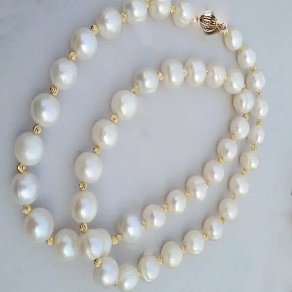 

New AAA Japan Akoya 11-10mm White Pearl Necklace with 14k Gold Buckle 16/36inch