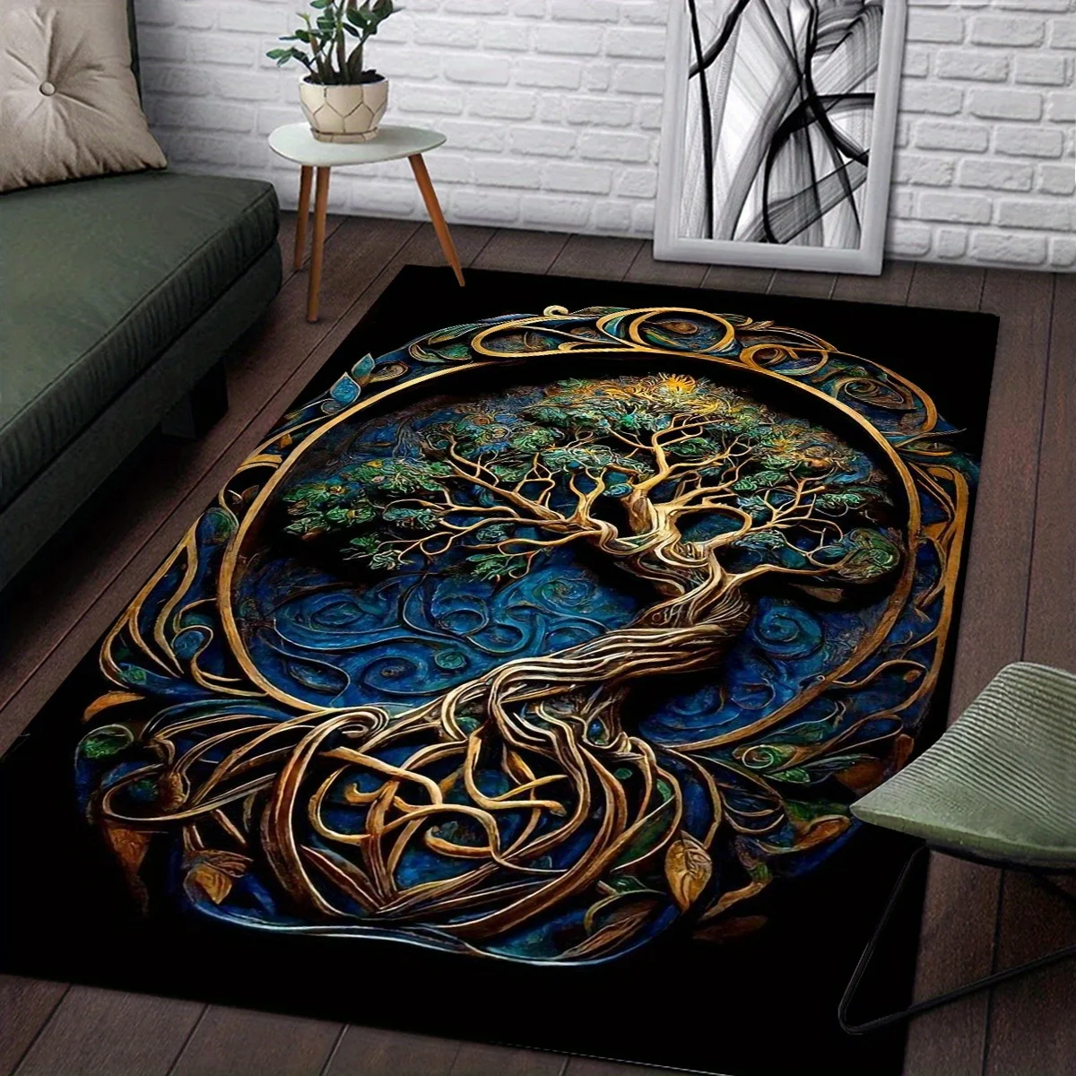 Life Tree Rug Anti-wrinkle, Non-slip Decorative Soft Rug To Decorate Your Living Room Bedroom Kitchen Bathroom Hiking Floor Mat