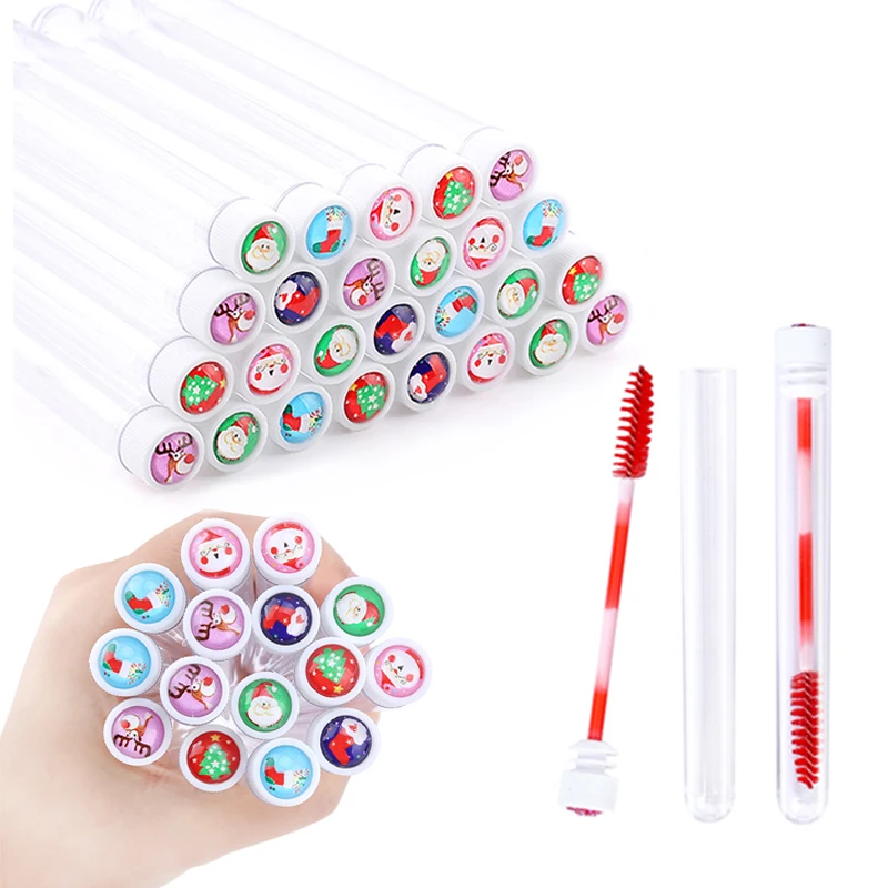 

Christmas Eyelash Brush Tube Reusable Eyebrow Brushes Mascara Wand Dust-proof Cleaner Storage Cosmetics Makeup Tools