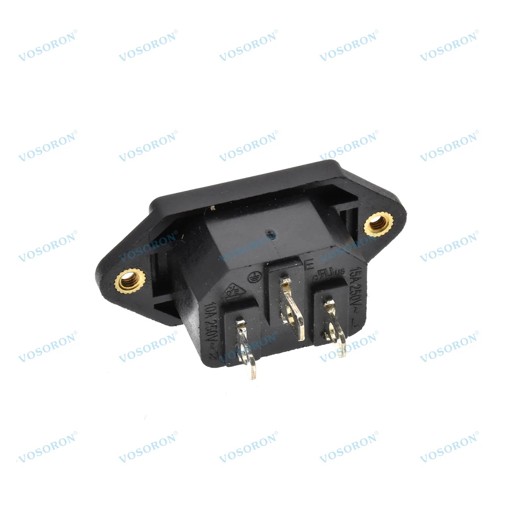 3 Pin IEC320 C14 Power Socket with Screw Hole,15A 250VAC Power Inlet Sockets Connectors