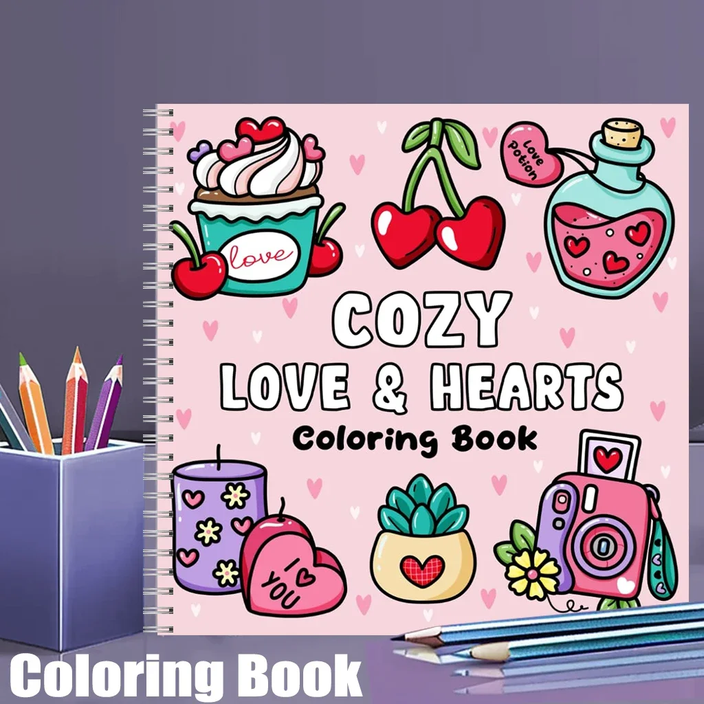 

Cozy Love Hearts Bold-easy Patterns Coloring Book for Adults Cute Drawing Book Gift for Birthday Back to School Art Supplies