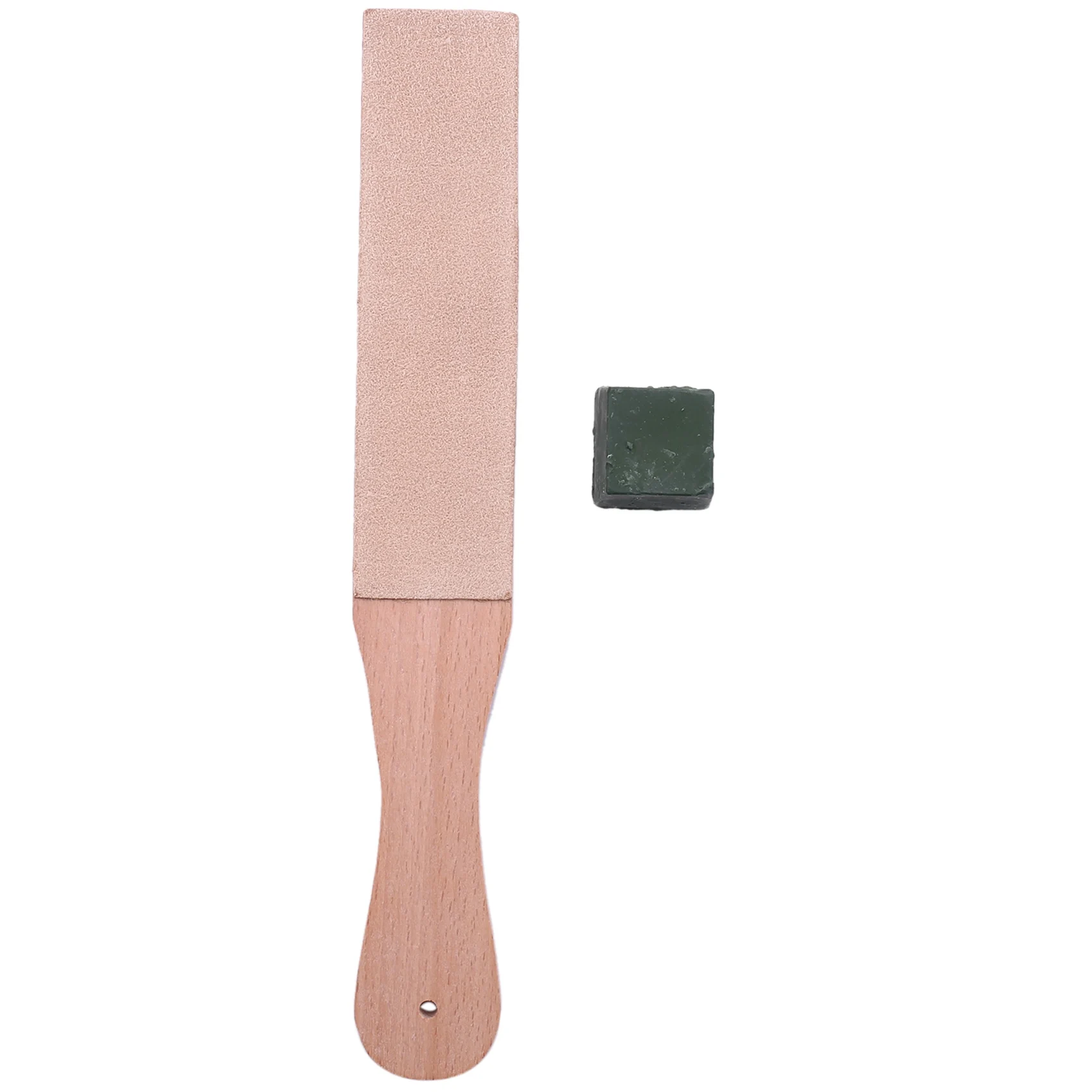 Wood Handle Leather Sharpening Strop Knife Polishing Board With Polish Compound 2 Sided Made From Veg Tanned Cowhide