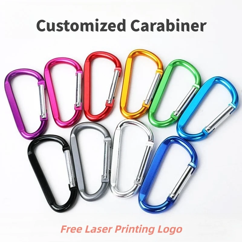 

50/100 шт., карабин из алюминиевого сплава на заказ, D-образный пружинный брелок с защелкой, безопасные крючки для кемпинга, пешего туризма, альпинизма на открытом воздухе