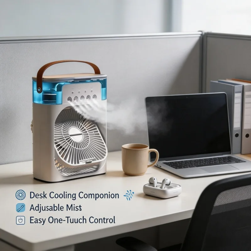 3 In 1 New Fan AIr Conditioner Household Small Air Cooler LED Night Light Portable Humidifier Air Adjustment Fan Office Home Fan