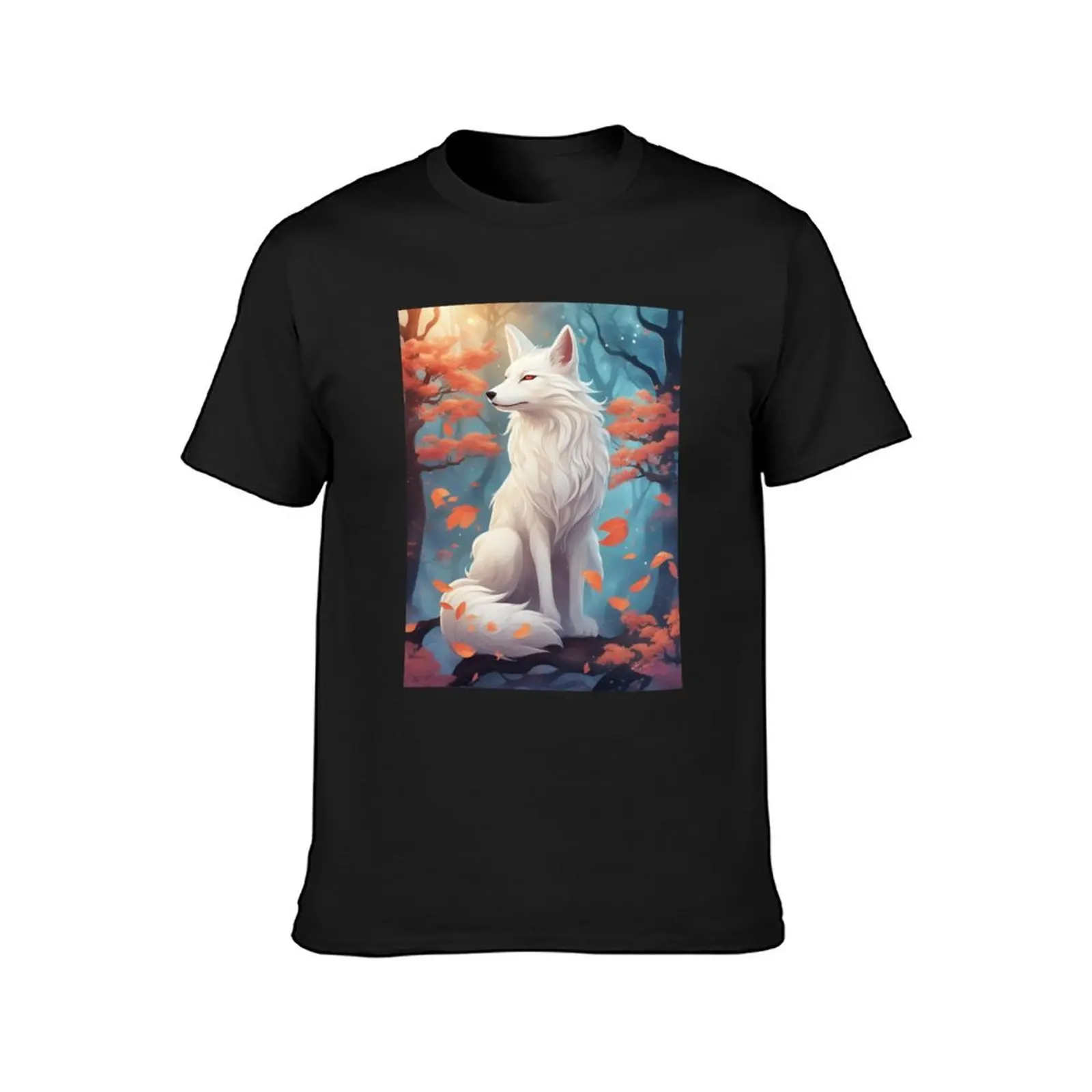 Japanese folklore fox kitsune forest cherry blossom tree fantasy art T-Shirt cute clothes fitted t shirts for men