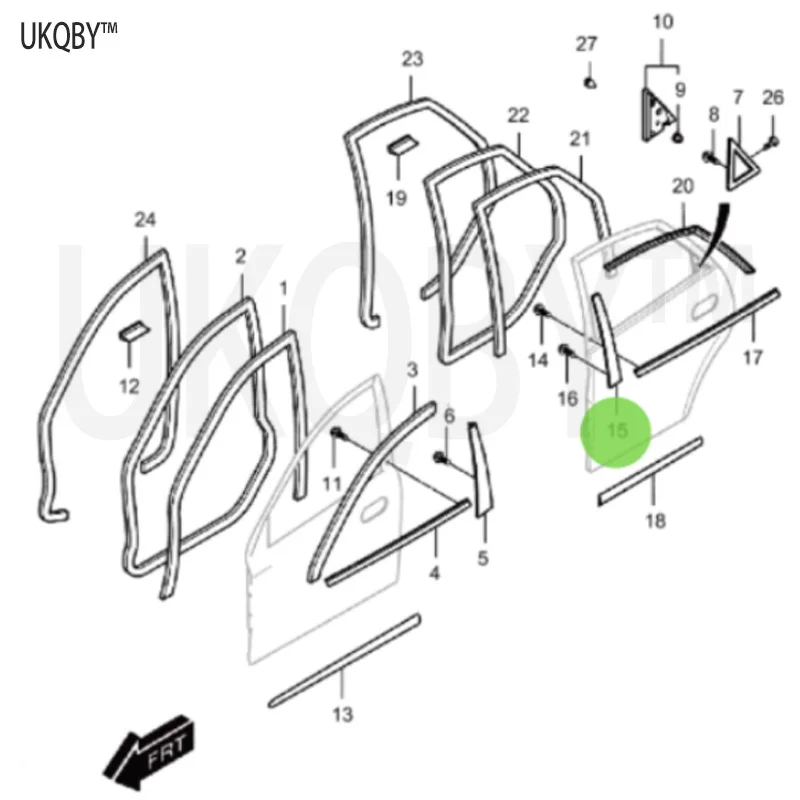 Suitable for 04-15 Bu ic k Ex ce lle right rear door glass trim/hemp pillar exterior trim B-pillar exterior trim 9038116