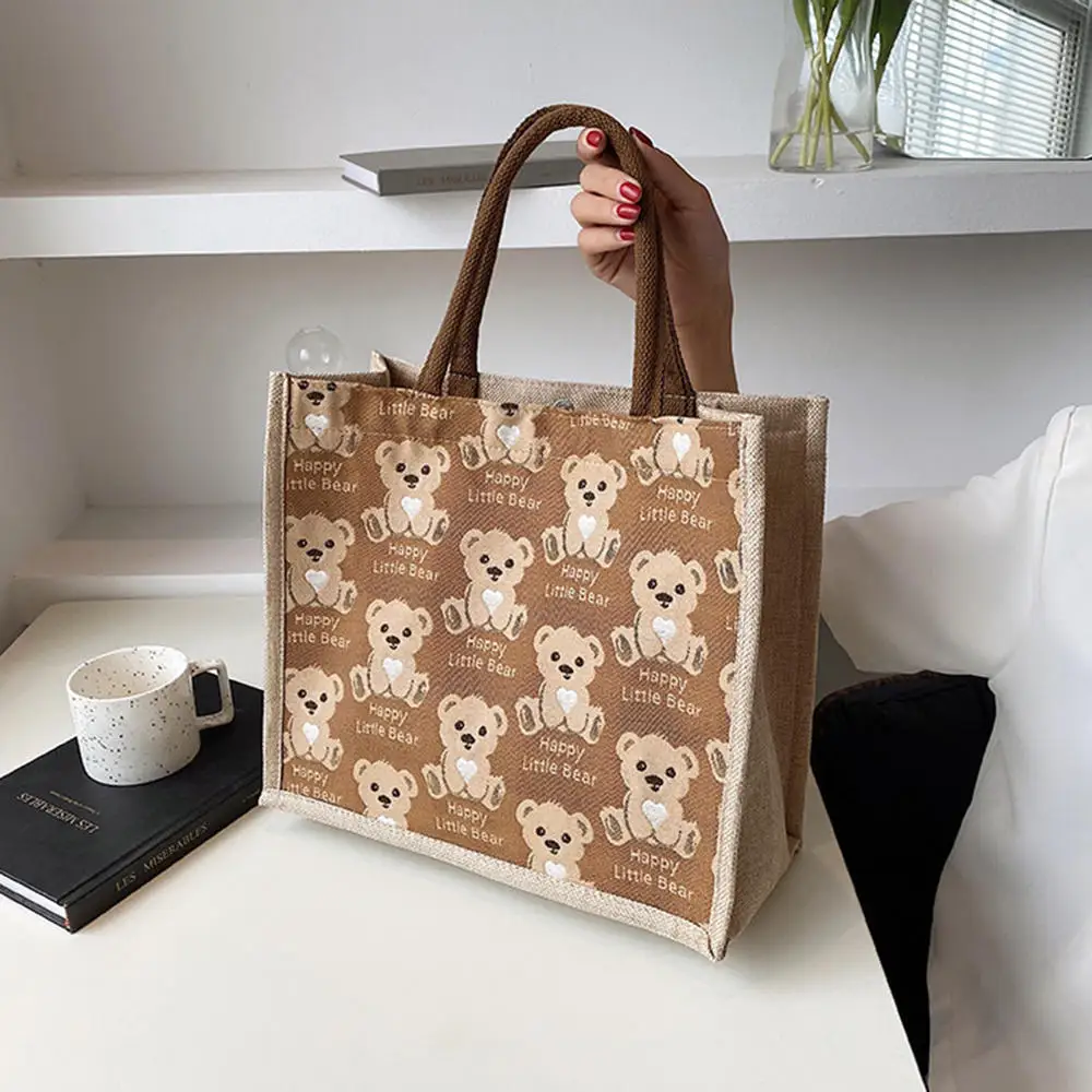 Cartoon Cute Bear Canvas Women Handbag borsa per la spesa portatile studenti di grande capacità Fashion Eco Tote Bags borse a tracolla da viaggio