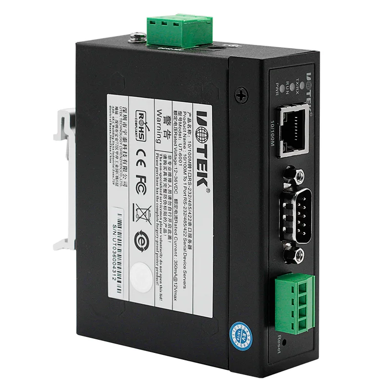 UOTEK 10/100M a 1 porta RS-232 RS485 RS422 Server dispositivo seriale Supporto Modalità di funzionamento multiple UT-6801