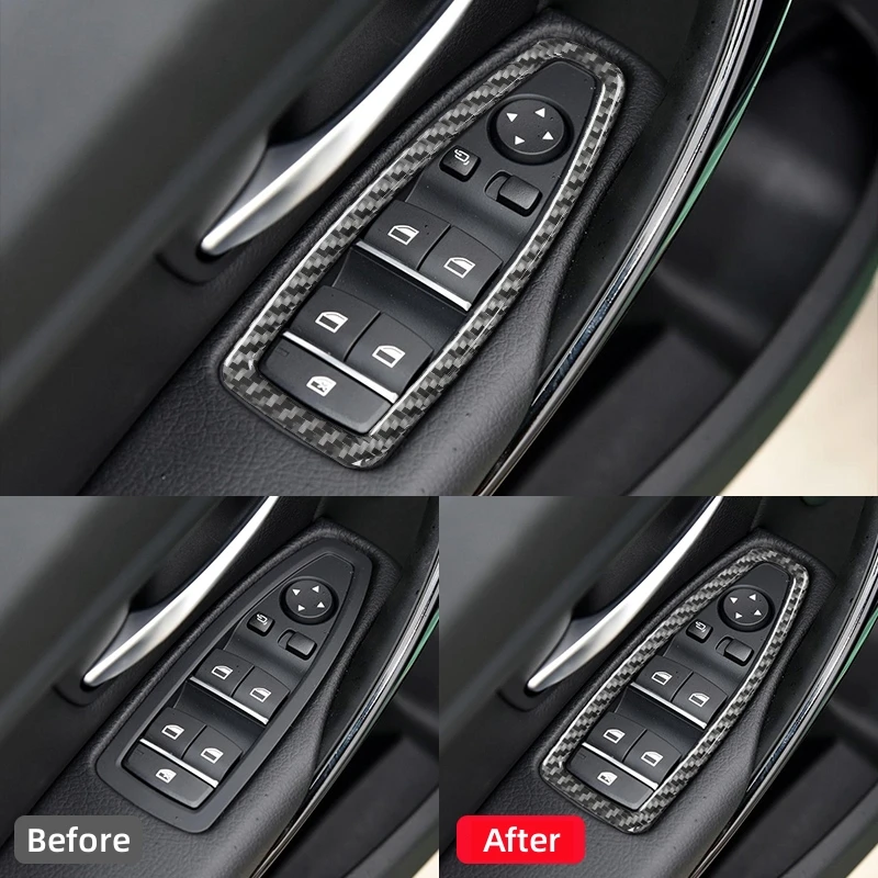 For BMW 3 Series GT F30 F34 2013-2018 Accessories Carbon Fiber Interior Car Windows Lifting Control Panel Trim Frame Stickers - Image 6