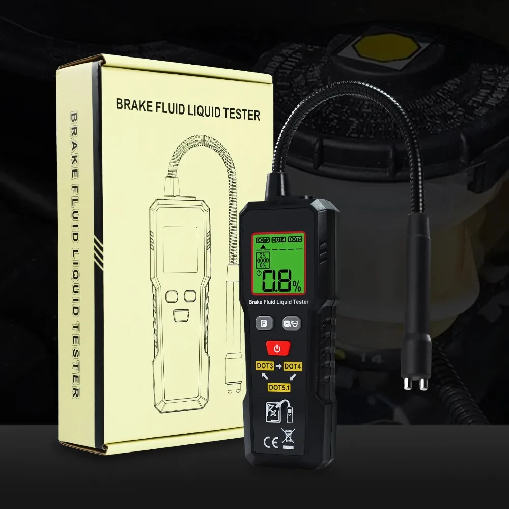 

Automotive Brake Fluid Brake Oil Tester Portable Digital Brake Fluid Tester DOT3/DOT4/DOT5.1 Test with Flexible Probe