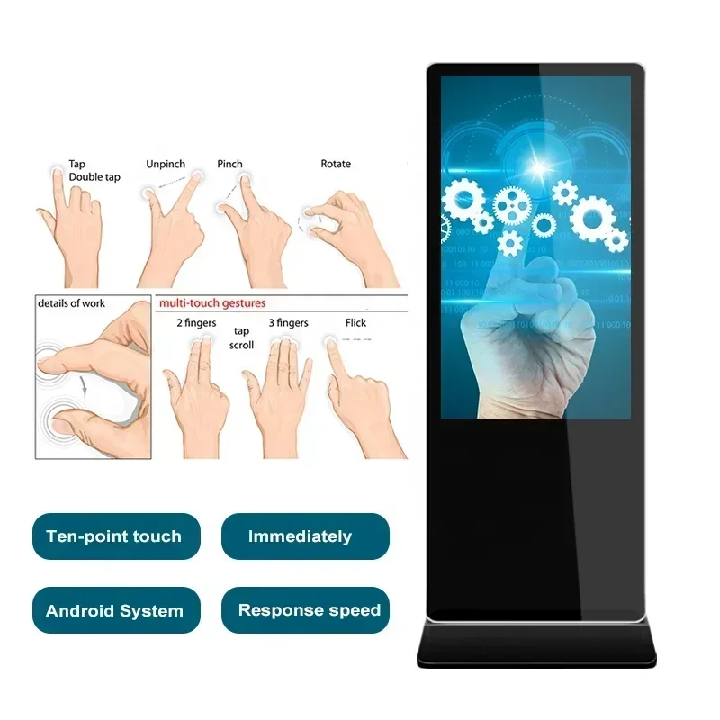 55-Zoll-LED-Bildschirm für den Innen- und Außenbereich, LCD-Werbekiosk, digitale Beschilderung und Displays von Totem 100/85/75/65/43