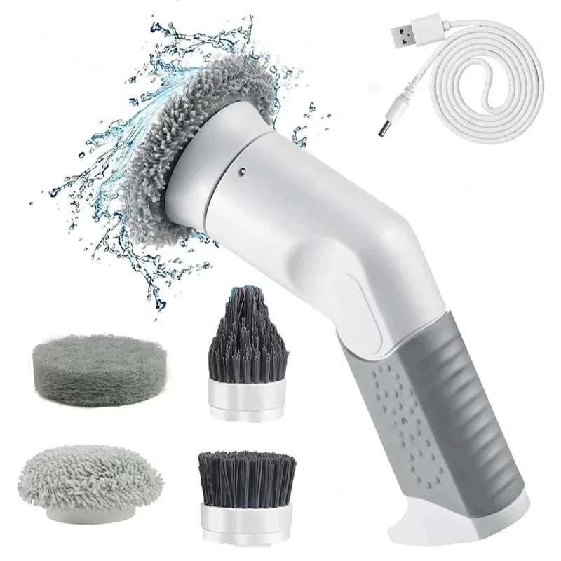 

Electric Spin Scrubber Wireless Power Scrubber Cleaning Brush with 4 Brush Heads for Bathroom Shower Bathtub Kitchen Stov