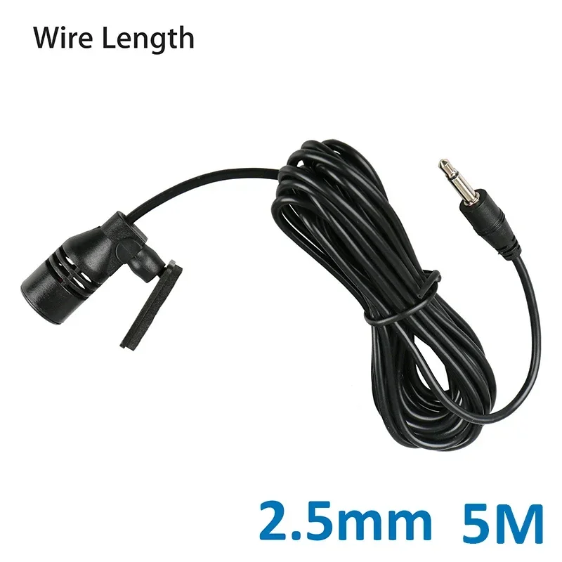 5m Microphone-Cable Low Impedance Anti Noise U-type Fixing Clamp Car For Radio GPS External Mic 2.5mm Connector