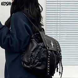 Streetwear Punk Cross Students Backpack Vintage All Match Trendy Women's Bags Japanese Y2k Aesthetic Casual Fashion Backpacks