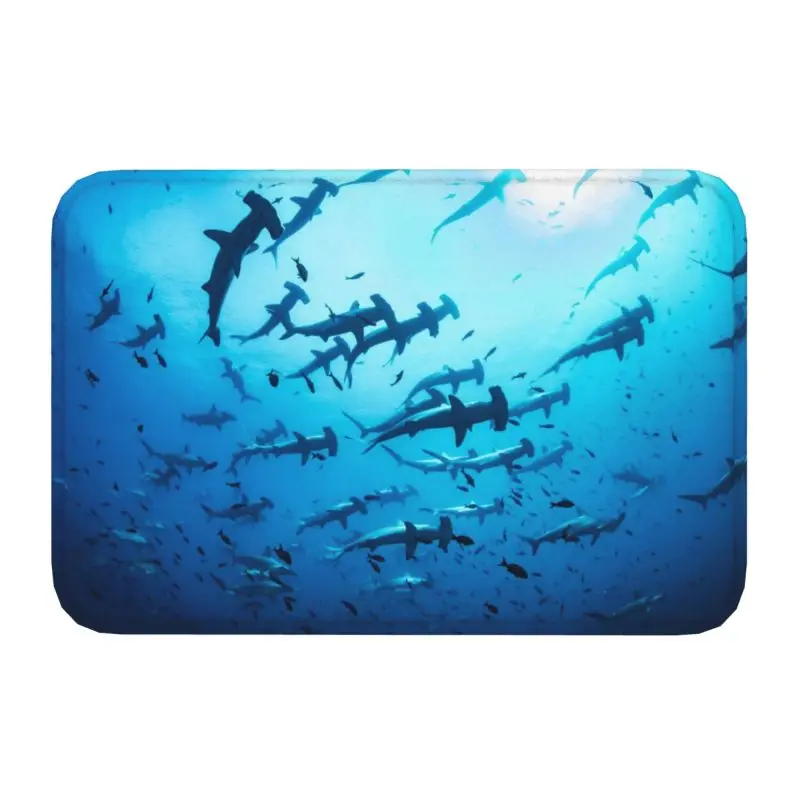 Custom Ocean Animal Shark Front Door Mat Anti-Slip Outdoor Quick Dry Doormat Kitchen Bedroom Entrance Rug Carpet