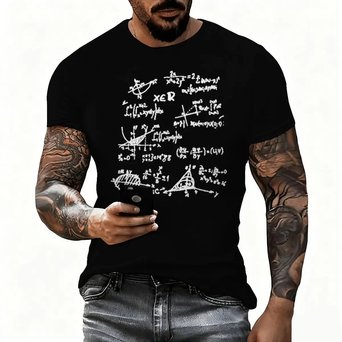 Luminous Math Symbol Print T-Shirt Men's Mathematician Tee Shirt Summer Short Sleeve Math Lover Gifts Tshirts