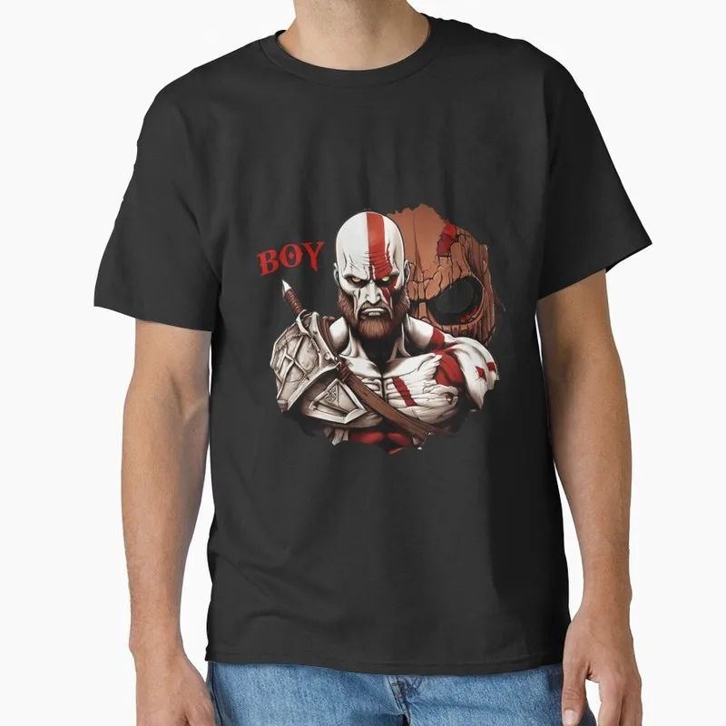 God of War Kratos T Shirt 0608 Men's Gaming Graphic Tee Spartan Warrior Ragnarok Streetwear Short Sleeve Unisex Gamer Gift Tops