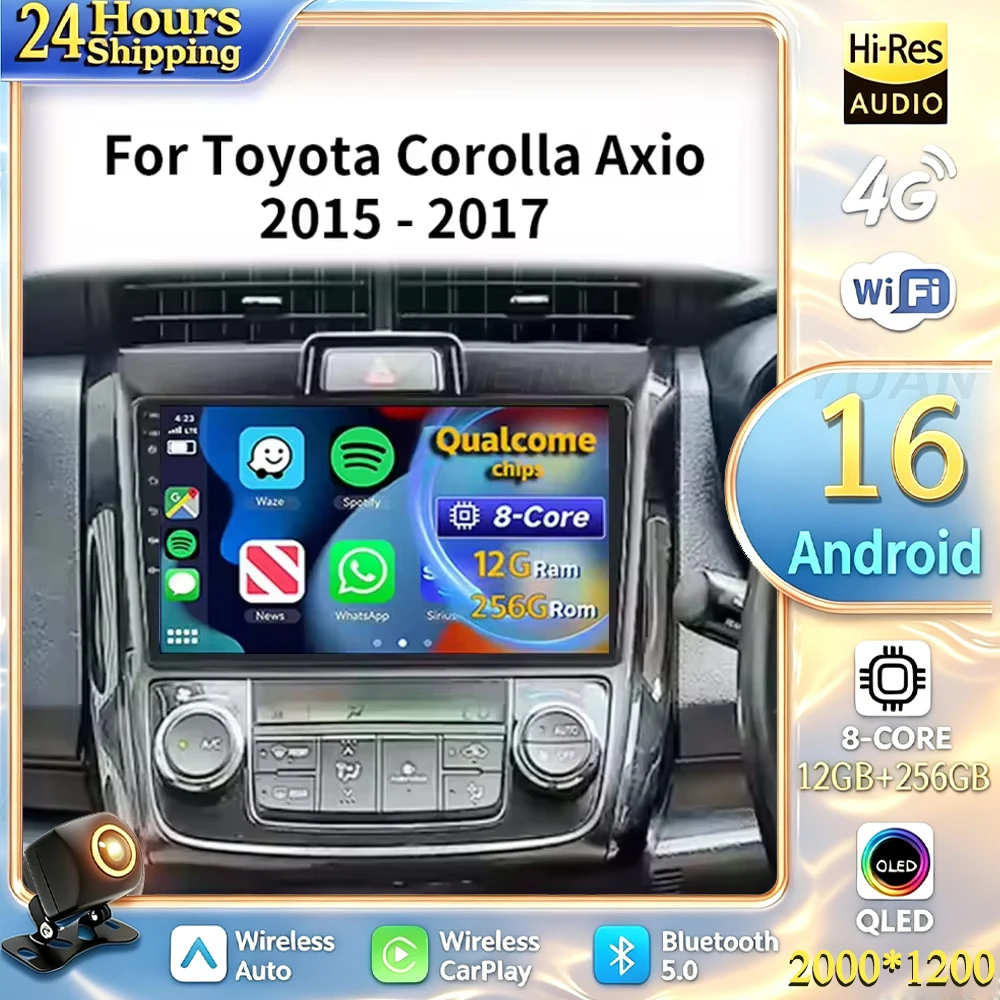 For Toyota Corolla Axio Fielder 2015 2016 2017 Android 16 Car Radio Multimedia Player Android Auto Carplay Head Unit Navigation