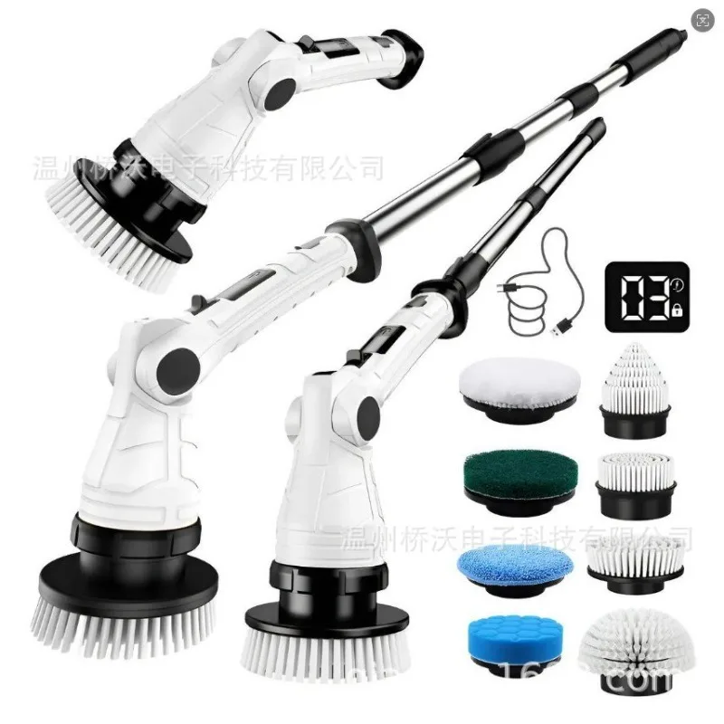 Multifunctional Foldable Extendable Multi-angle Electric Spin Scrubber for Bathroom Tub Tile Kitchen Cleaning Tool
