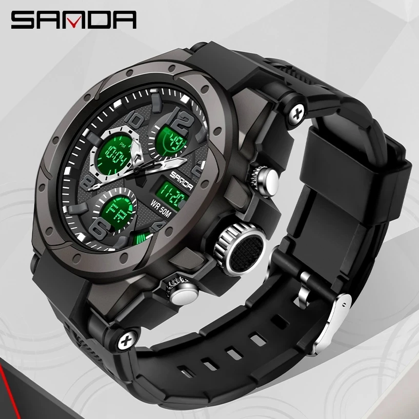 SANAD-reloj deportivo de lujo para hombre, cronógrafo de cuarzo, resistente al agua hasta 5atm, S Shock, 6008