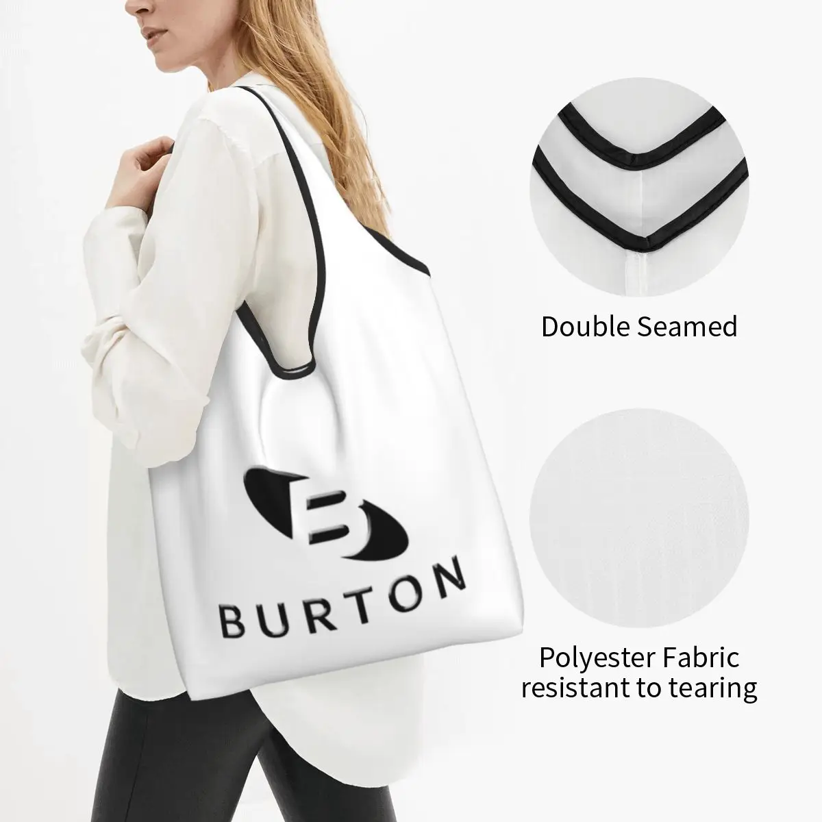 Reusable B-Burtons Ski Snowboard Shopping Bag Women Tote Bag Portable Groceries Shopper Bags