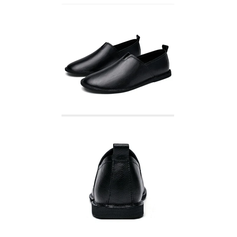 New Retro Handmade Leather Men'S Loafers With Simple Low Cut Toe Shoes Soft Leather Flat Bottom Commuting Casual Men'S Shoes