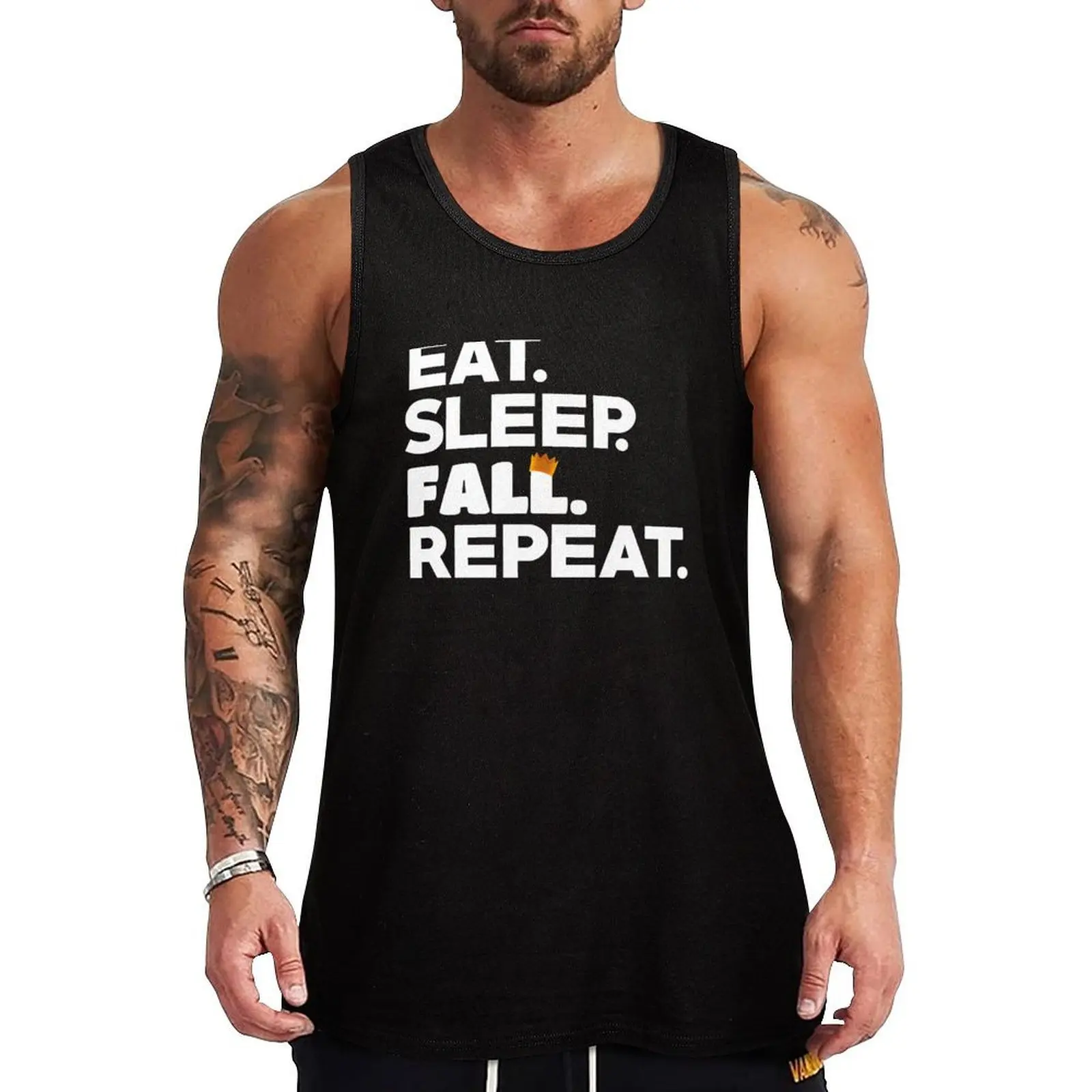Eat Fall Sleep Tank Top Plain Color Sleeveless Shirt Casual Basic Tank Top