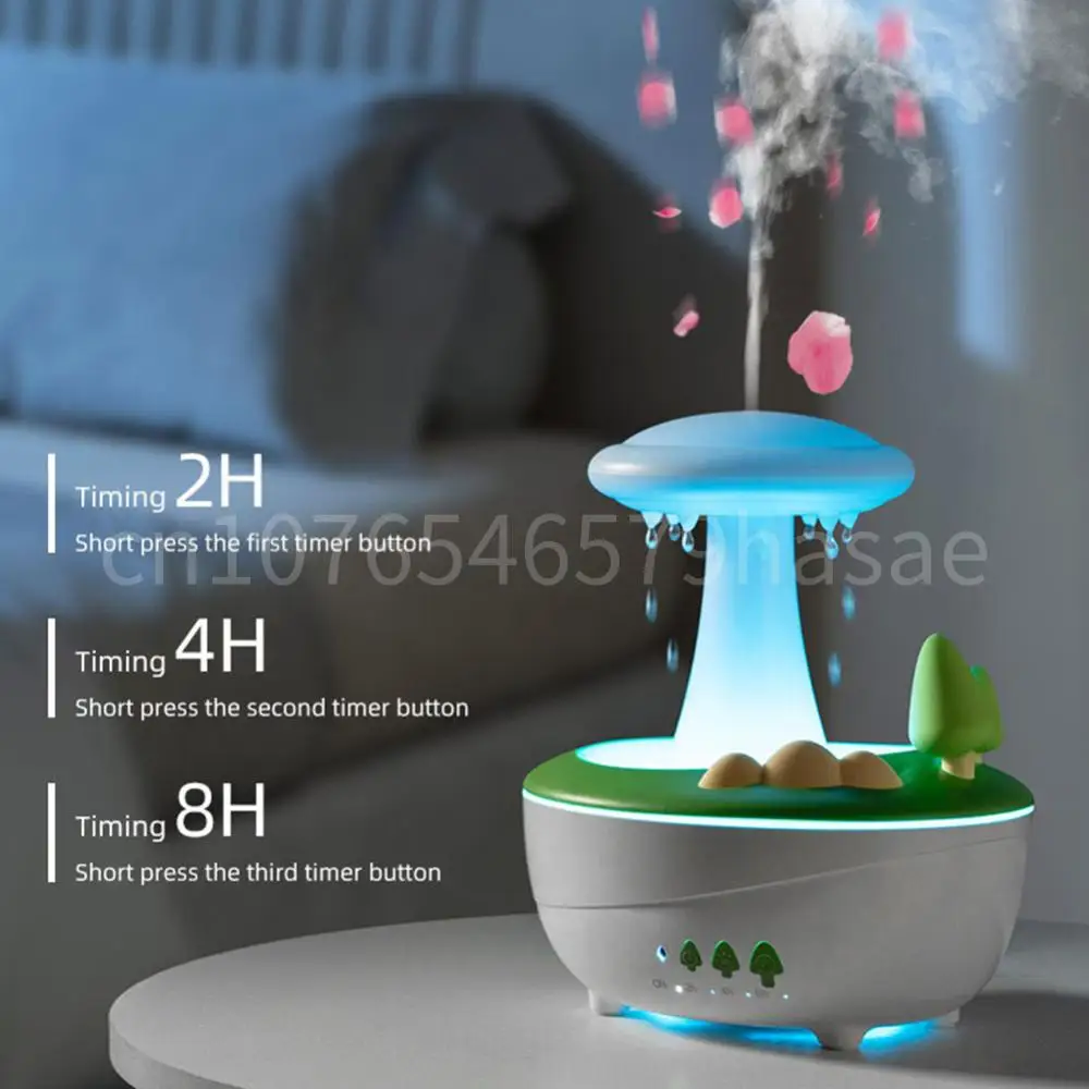 

Cute Water Drip Rain Humidifier Colorful Mushroom Cloud Raindrop Atmosphere Lamp Night Light Essential Oil Aromatherapy Machine