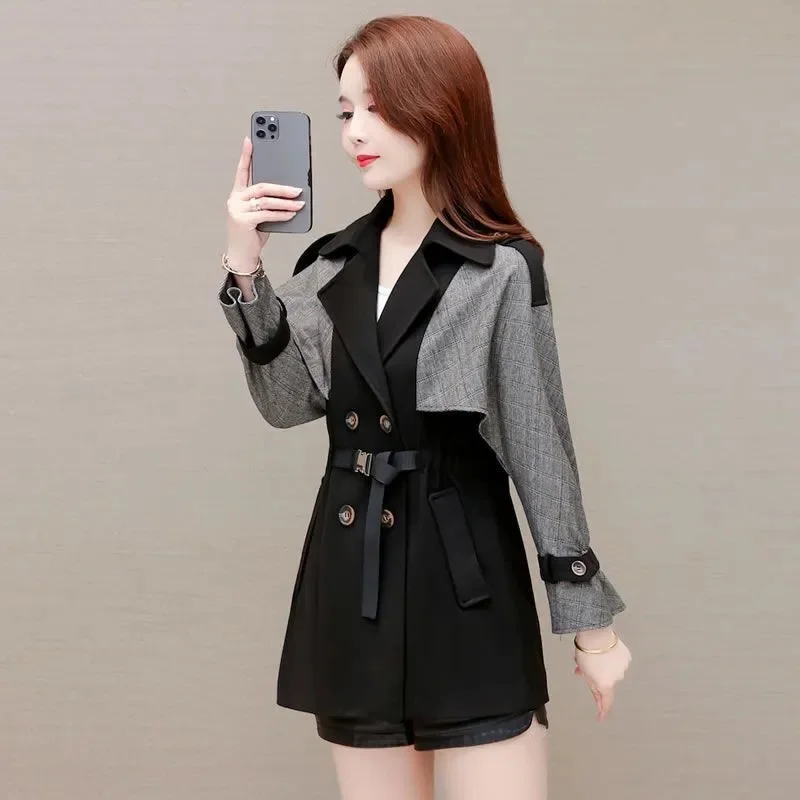 Loose Slim Korean Outdoor Women\'s Windbreaker With Lining Spring Autumn Trench Coat High End Outerwear Female Top ﻿