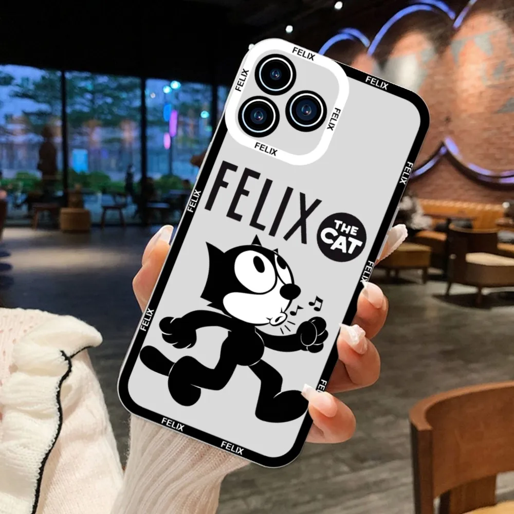 Cartoon Cute F-Felix the C-Cats Phone Case For iPhone 11 12 Mini 13 14 Pro Max Transparent Shell