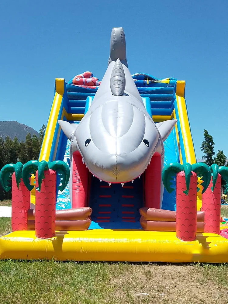 Inflatable Trampoline Children Slide Include Blower Sea World Great Shark Inflatable Slide Factory Price