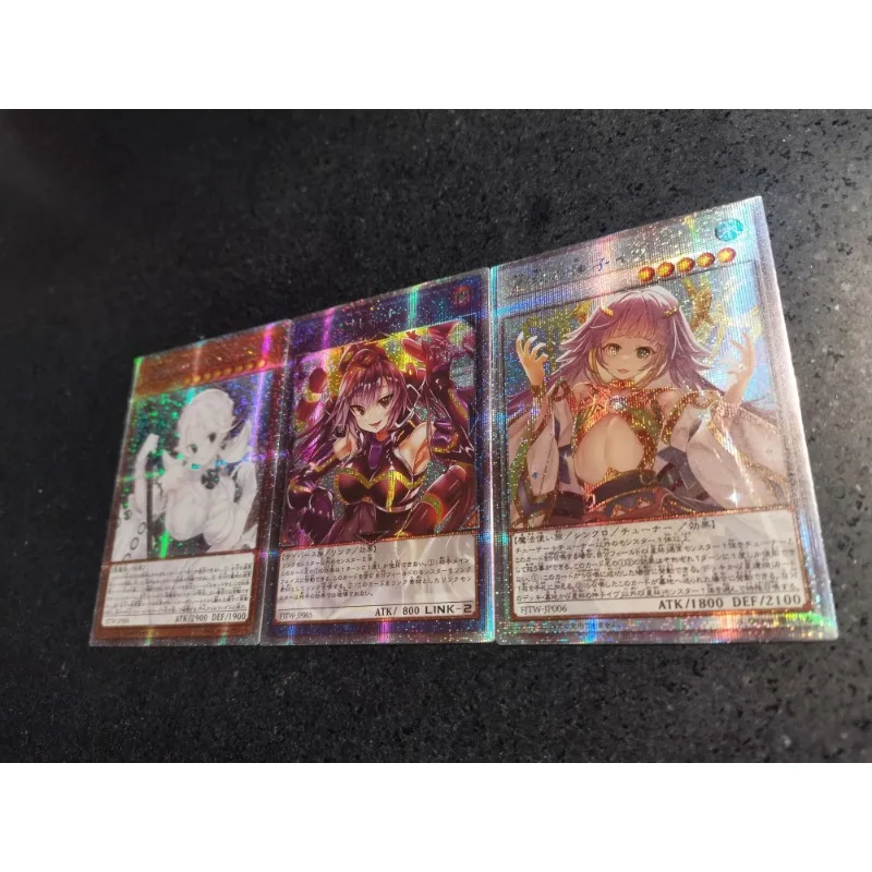 3pcs/set Yu Gi Oh Lovely Labrynth of The Silver Castle Self Made Refraction Flash Card Anime Classics Game Collection Cards Toy