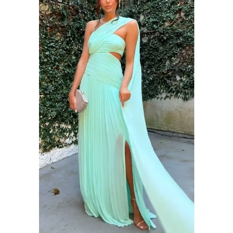 أنيقة المرأة طيات مشد عطلة حفلة فستان ماكسي مثير قبالة الكتف الجوف خارج الشق ضيف مساء كوكتيل حورية البحر فستان طويل
