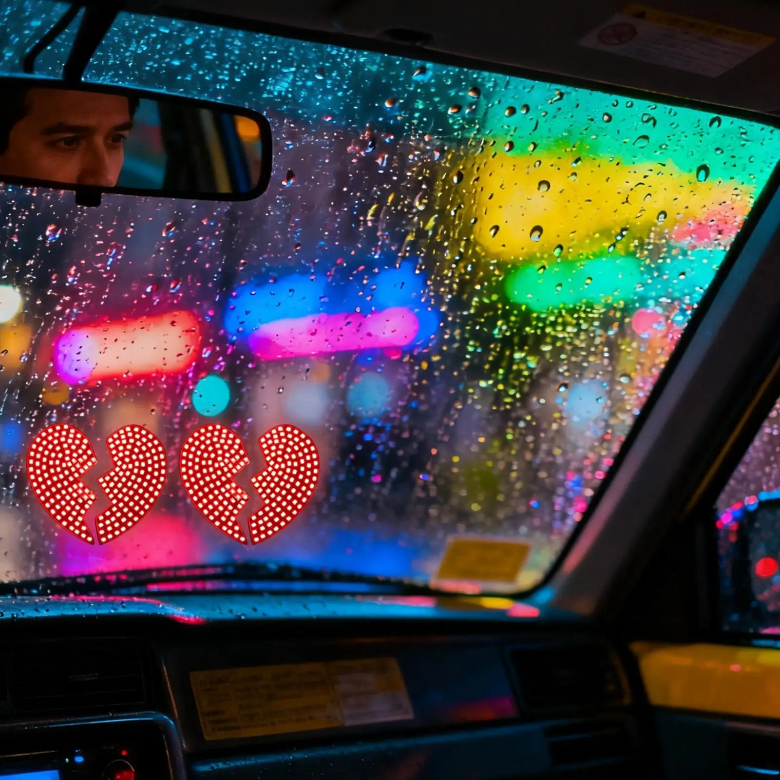 Car Back Window Light Love Heart Shape Vehicle Decoration Car Interior Atmosphere Lights for SUV RV Sedan Truck Minivan Van