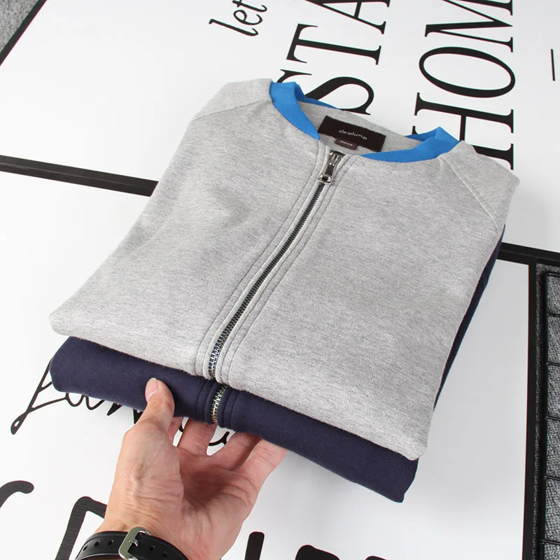 

Faionable Color Blo Collar Comfortable Pure Cotton Zipper Baseball Jaet Men's Stand Collar Open Cardigan Spring Autumn