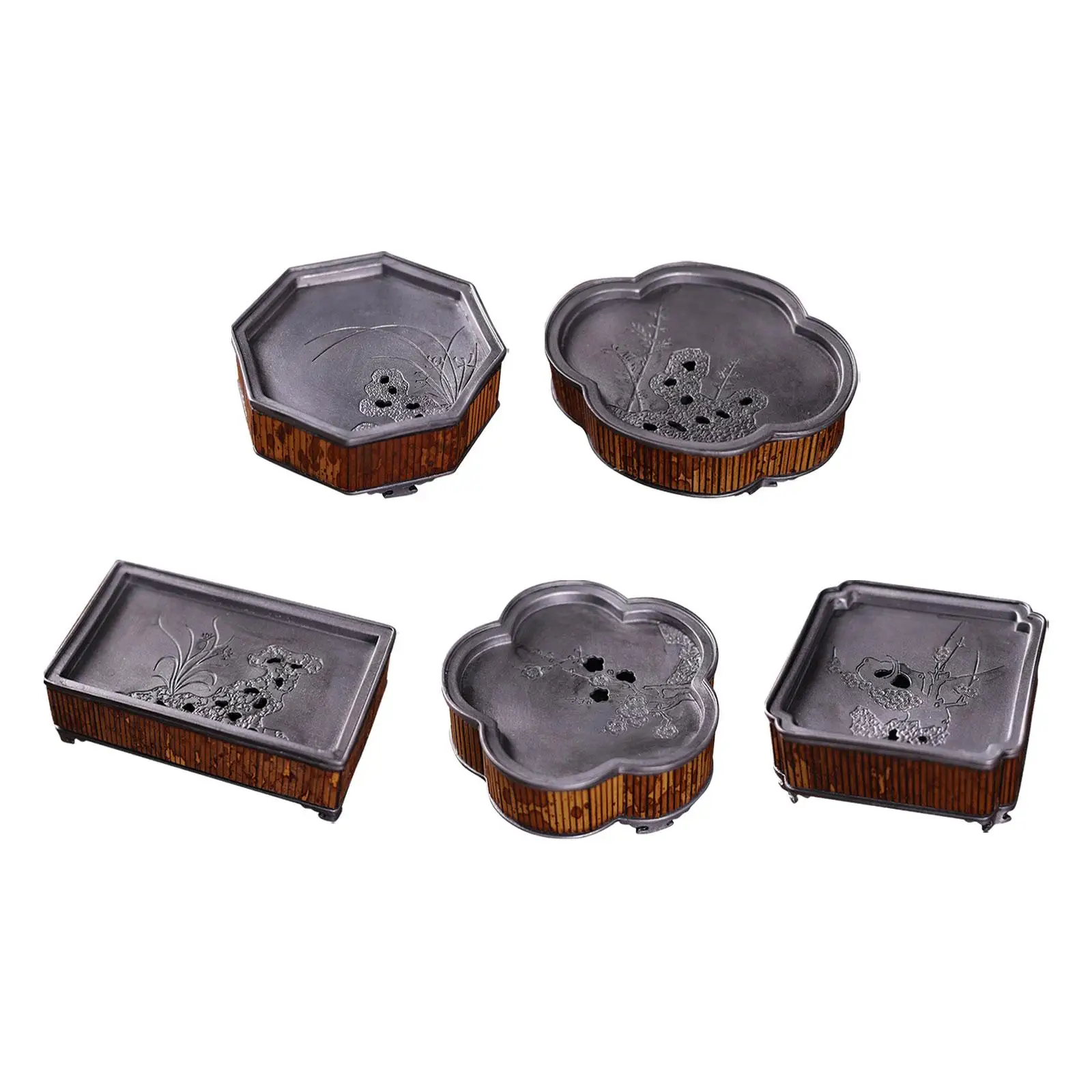 Gong Fu Tea Tray with Drain Table Box with Water Storage Teapot Holder for Household Office Gatherings Outdoor Picnic Camping