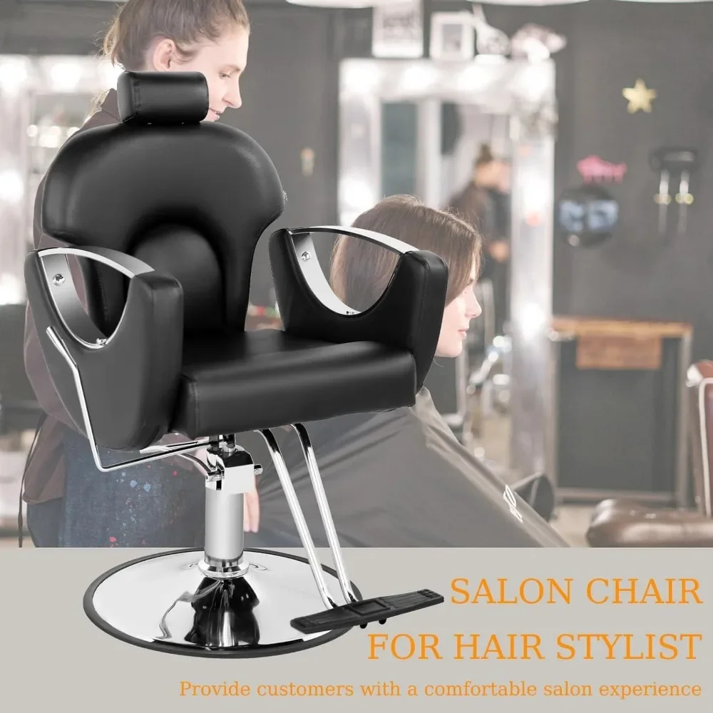 Barber Chair, 360° Swivel Adjustable Headrest Hydraulic Hair Chairs, Reclining Stylist Chairs Salon Chair