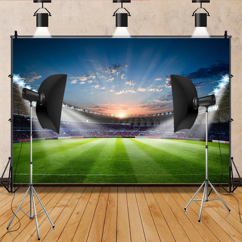 

Stadium Trophy Soccer Photography Background Final Match Pitch Ball Goalpost Free Kick Football Birthday Party Backdrops FO-44