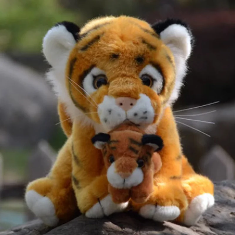 لطيف الأم والابن النمر ألعاب من القطيفة مقلد النمر الحيوان الدمى Kawaii سطح المكتب العناصر الزخرفية هدايا عيد ميلاد لصديق الأطفال