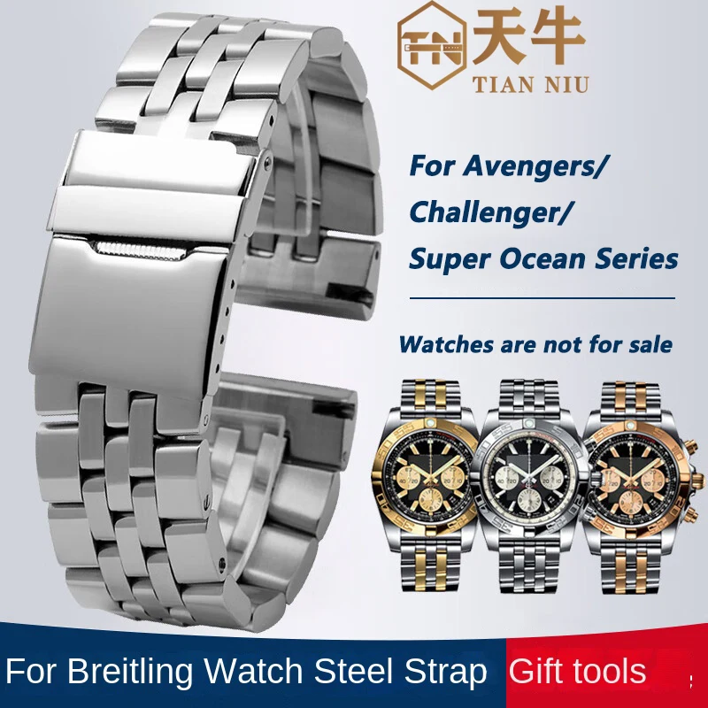 22mm 24mm High quality Stainless Steel Wrist Band  For Breitling Super Ocean Challenge Avengers WatchBand men‘s strap bracelet