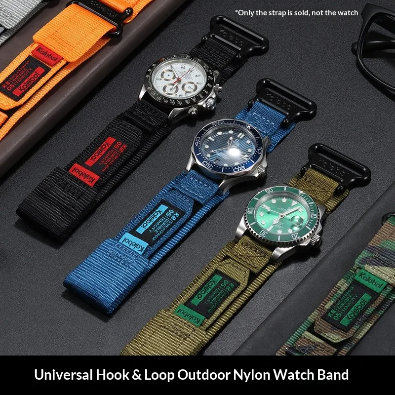 22mm Nylon Hook & Loop Watch Strap Compatible with Casio Luminox Breitling Citizen Timex Outdoor Sports Replacement Watch Band20
