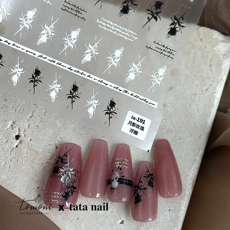 Tata Cooperation Relief nail stickers Paper Japanese Sticker Bronzing Rose