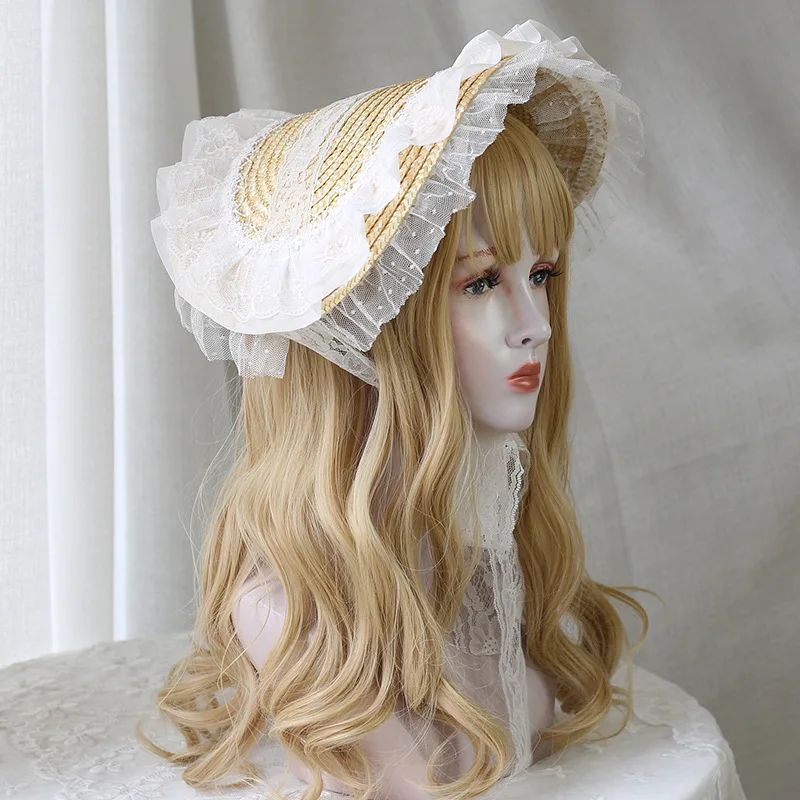 

Victorian Lace Bonnet Hat for Women and Girl TeaParty Dressingup Hat Headpiece Lolita Cosplay Hats