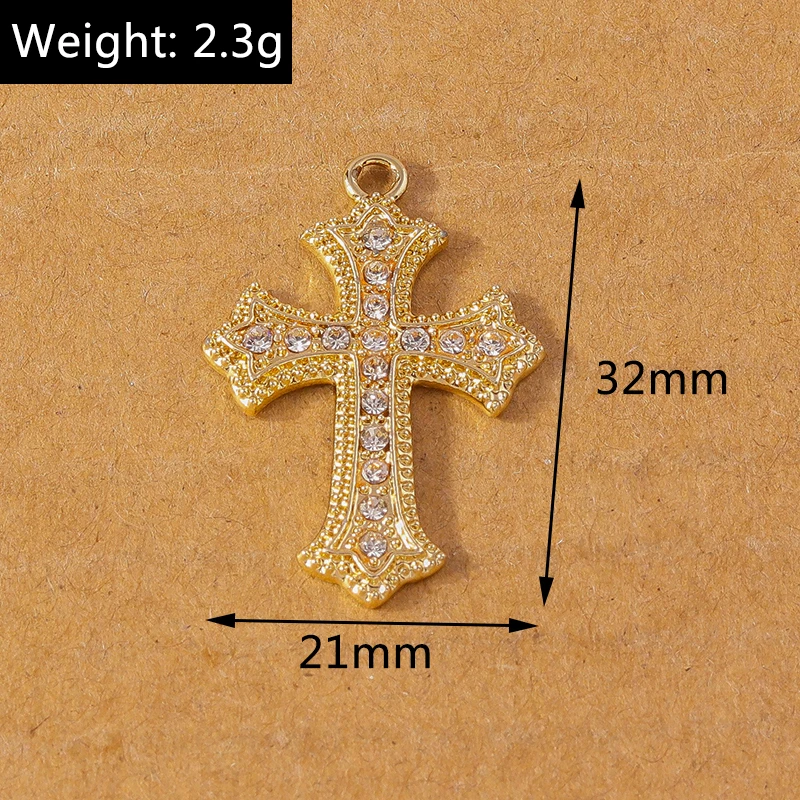 10 Stück funkelnde Strass-Kristall-Kreuz-Charms-Anhänger für Ohrringe, Halsketten, DIY, handgefertigte Schmuckherstellung, Zubehör – Detail 1