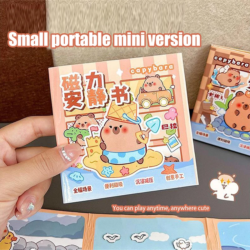 

Cute Capybara Magnetic Quiet Book Small Magnetic Children's Cut-free Educational Stickers Can Be Pasted Repeatedly Sticker Book